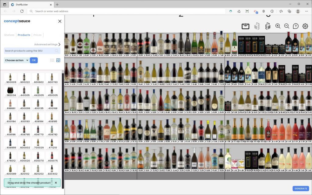 using the shelf builder to create a planogram and virtual shelf for pack testing