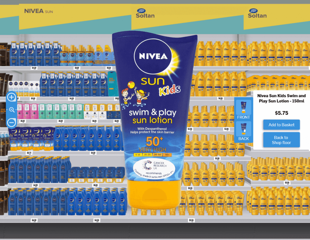 Virtual shelf planogram with test products for market research